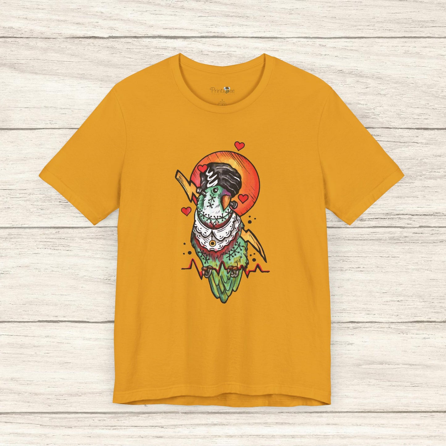 Bride of Frankenstein Lovebird, Hand-Drawn & Hand-Colored Tee