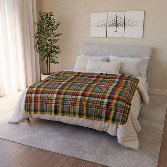 Brown & Green Gurnee IL Plaid Fleece Sherpa Blanket