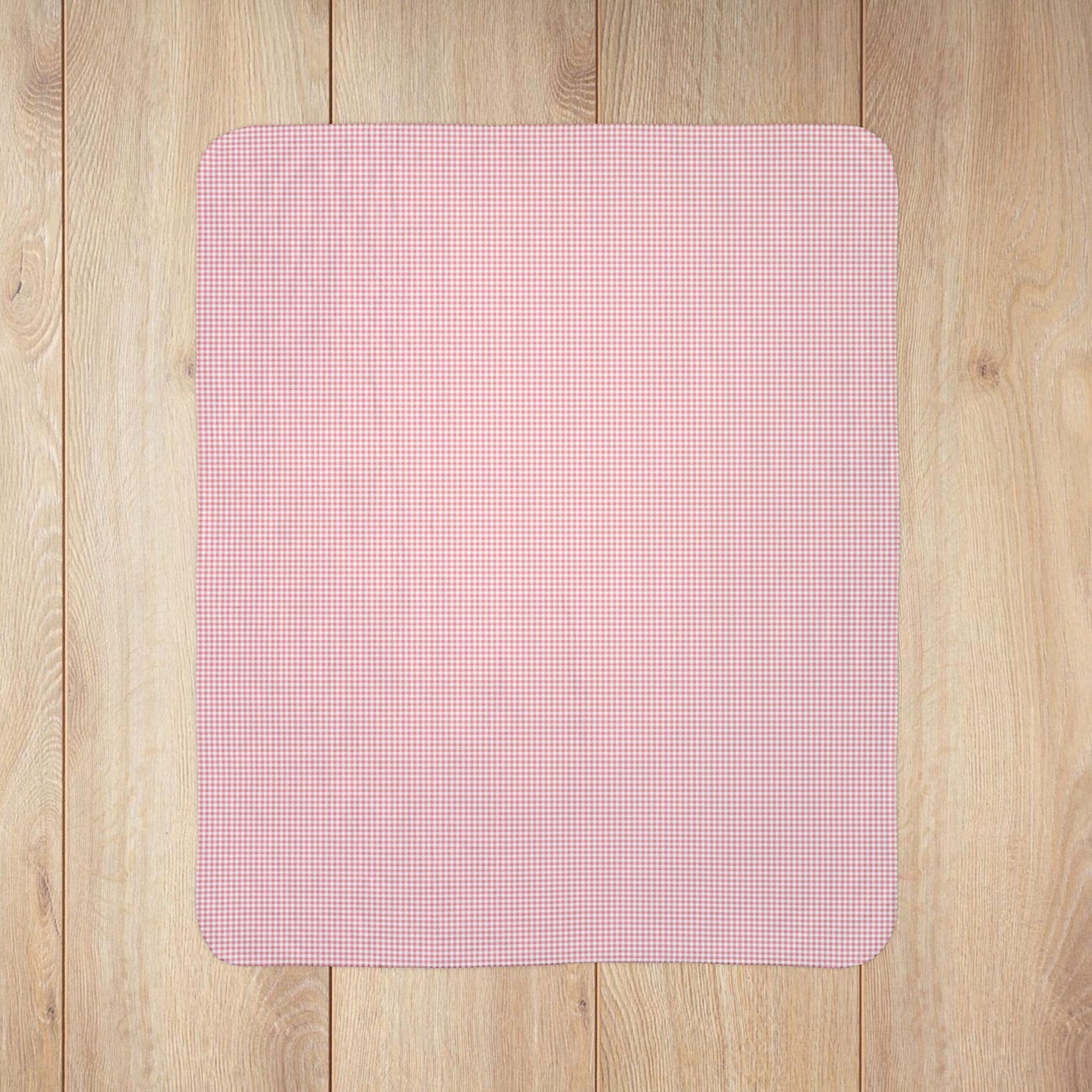 Pink & White Gingham Fleece Sherpa Blanket