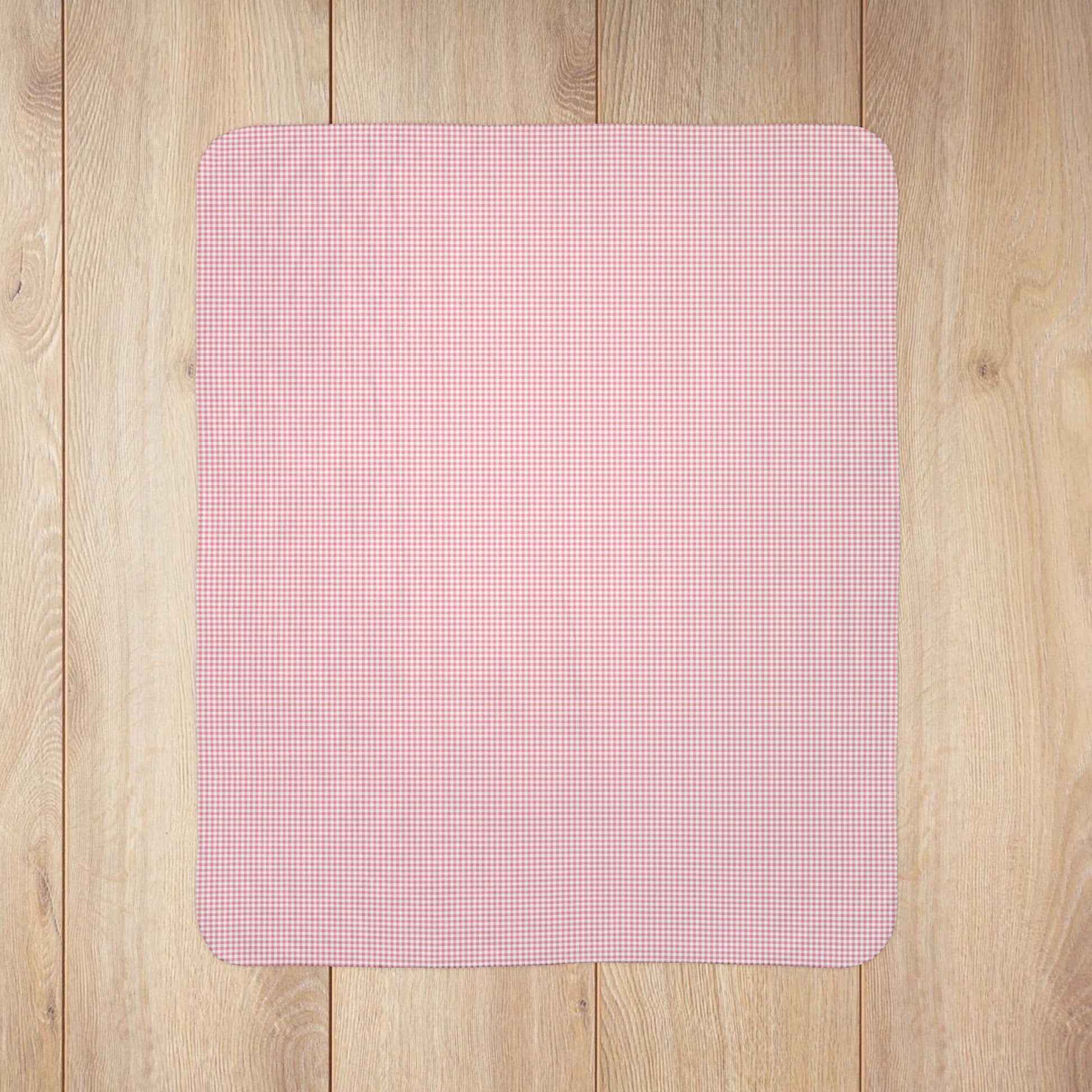 Pink & White Gingham Fleece Sherpa Blanket