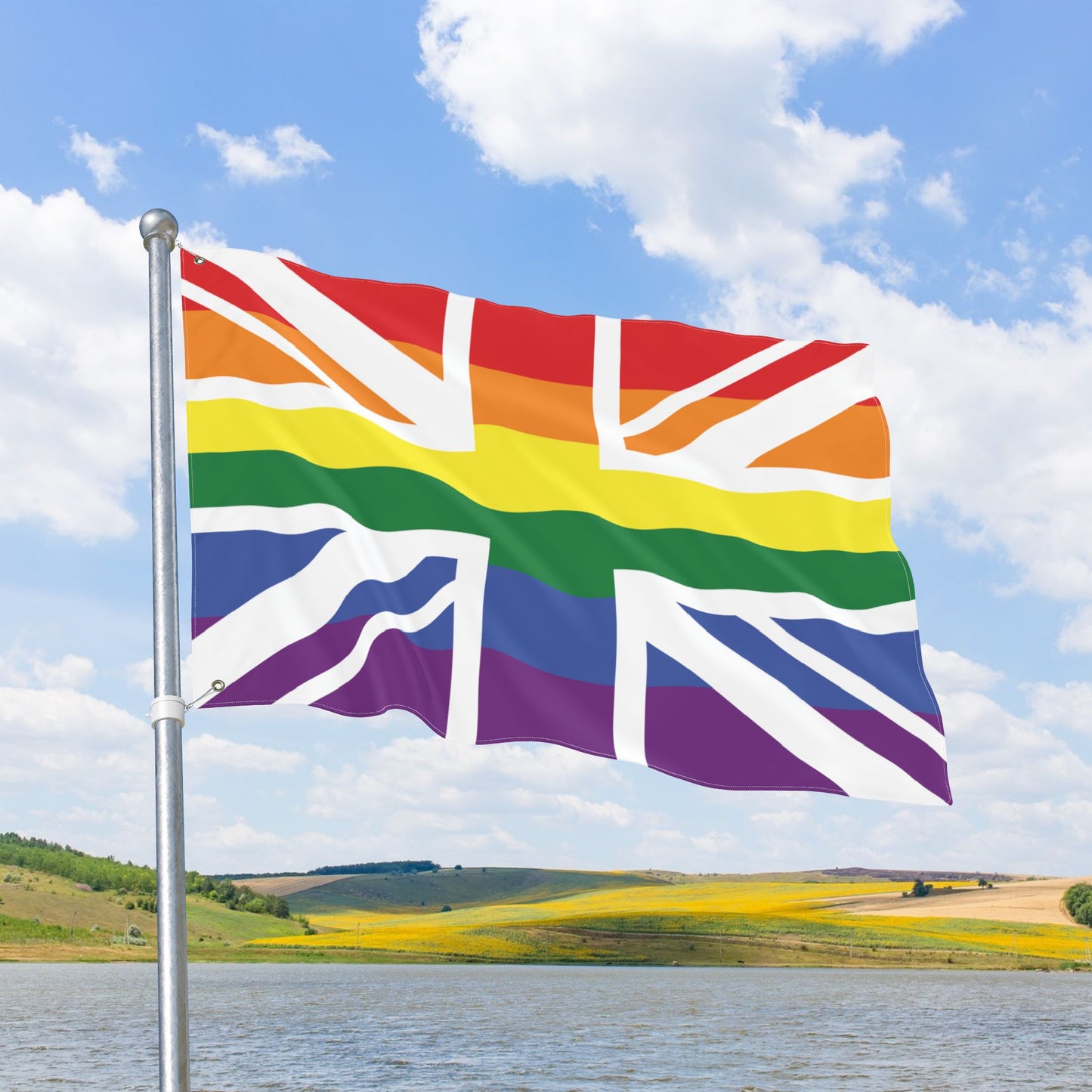 UK Rainbow Pride Flag with Grommets