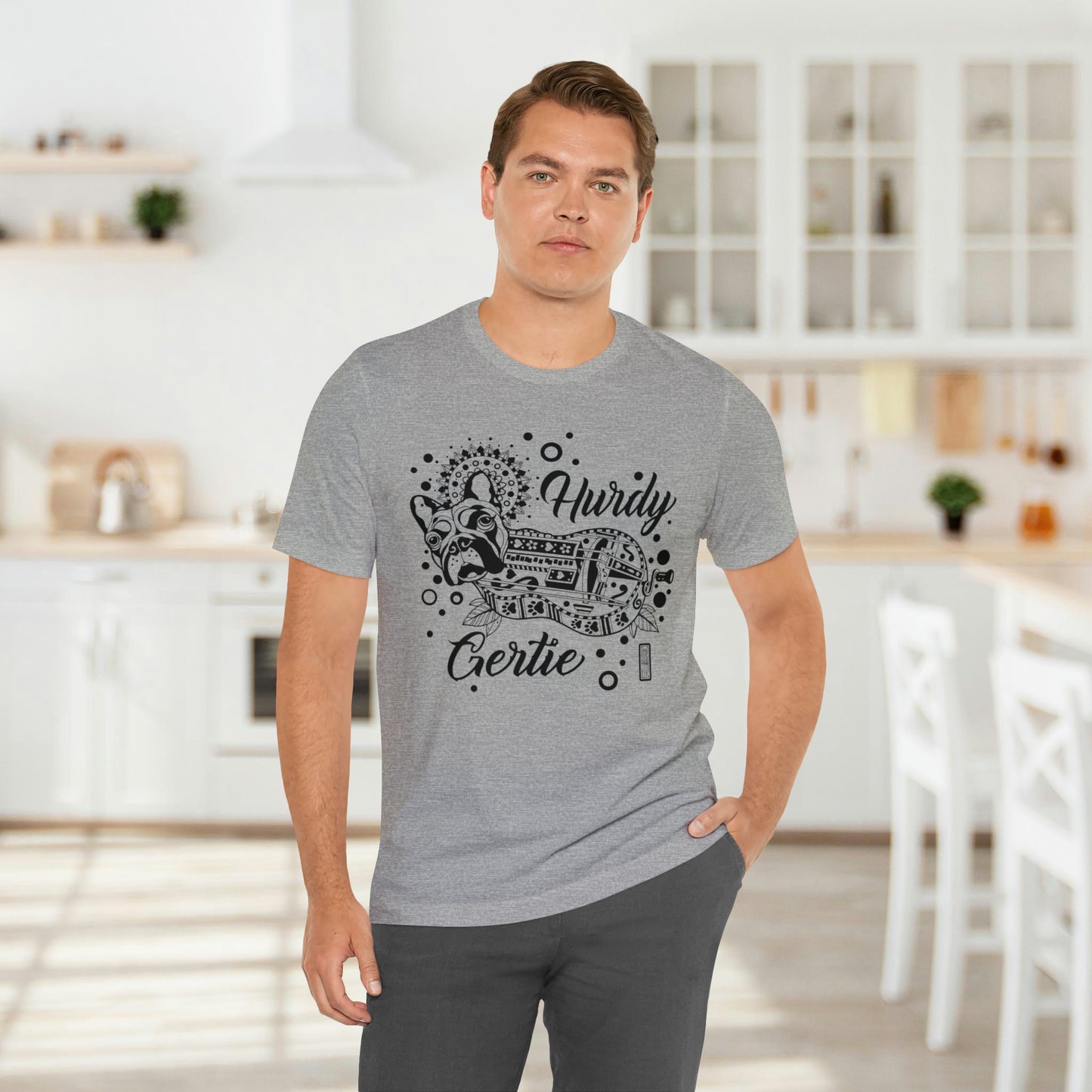 Hurdy Gertie Tee, Frenchton Dog Line Art Shirt