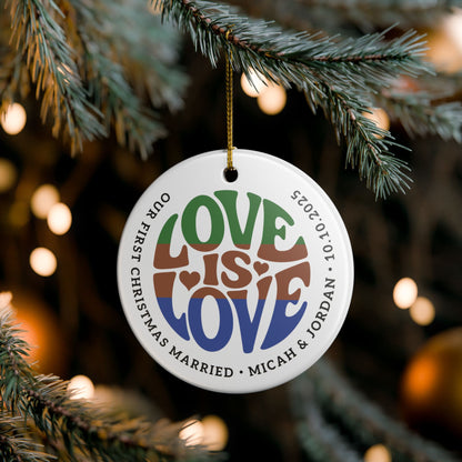 Custom Ceramic Love is Love sapiosexual Pride 2.8" Circle Ornament