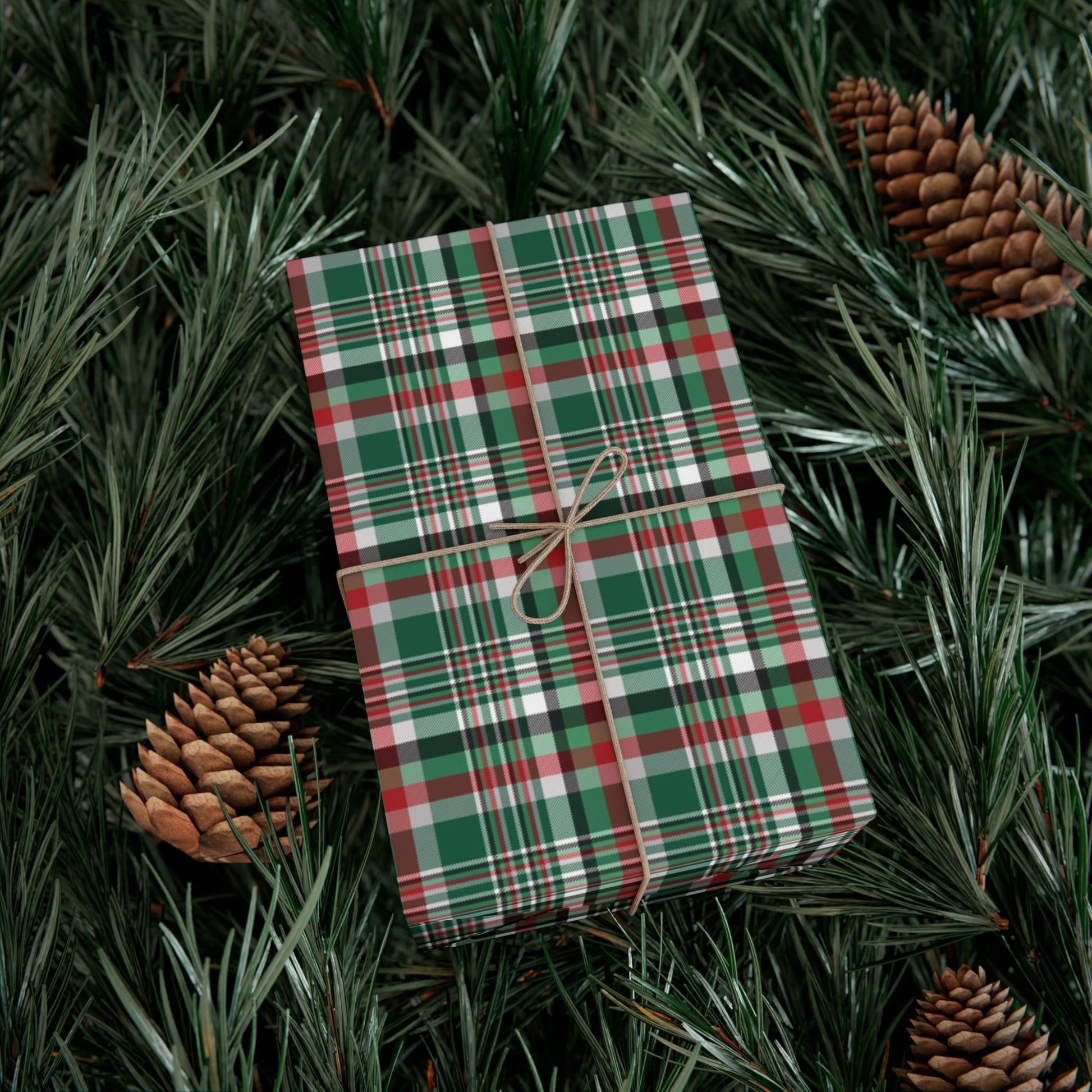 Christmas Green & White New York NY Plaid Gift Wrapping Paper Roll