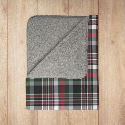 Christmas Silver & Black Las Vegas NV Plaid Fleece Sherpa Blanket