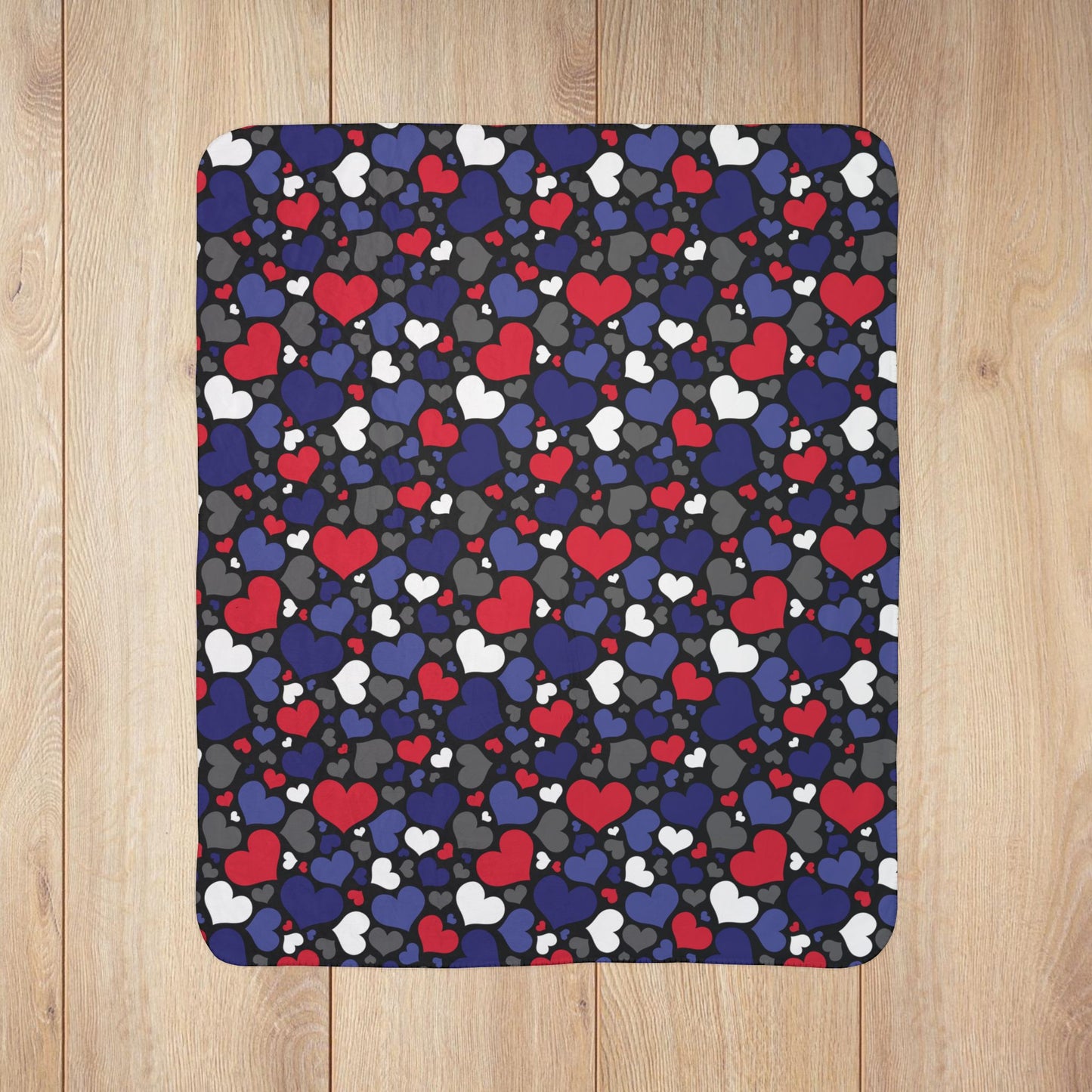 Leather Pride Valentine’s Day Hearts Black Fleece Sherpa Blanket