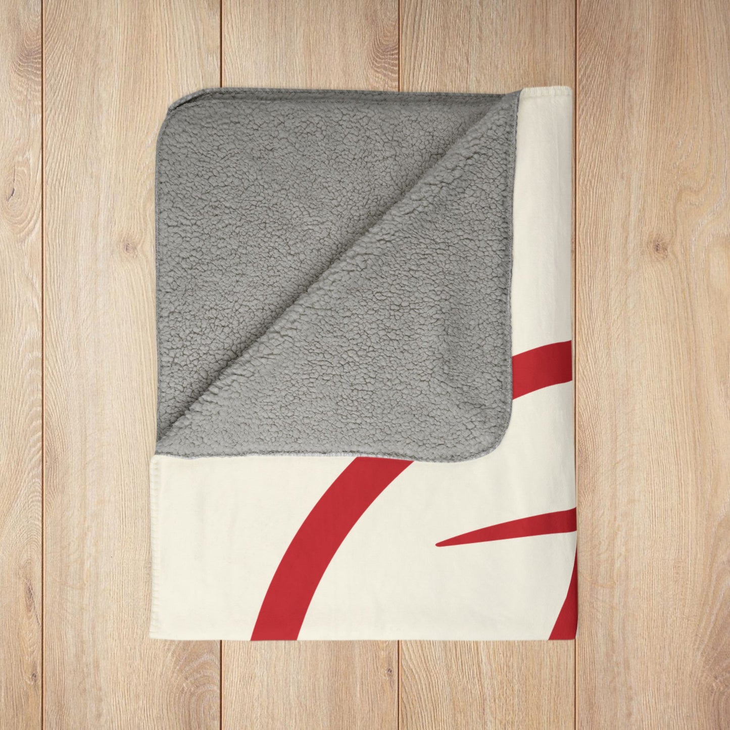 Rambler Red Logo Cream Fleece Sherpa Blanket