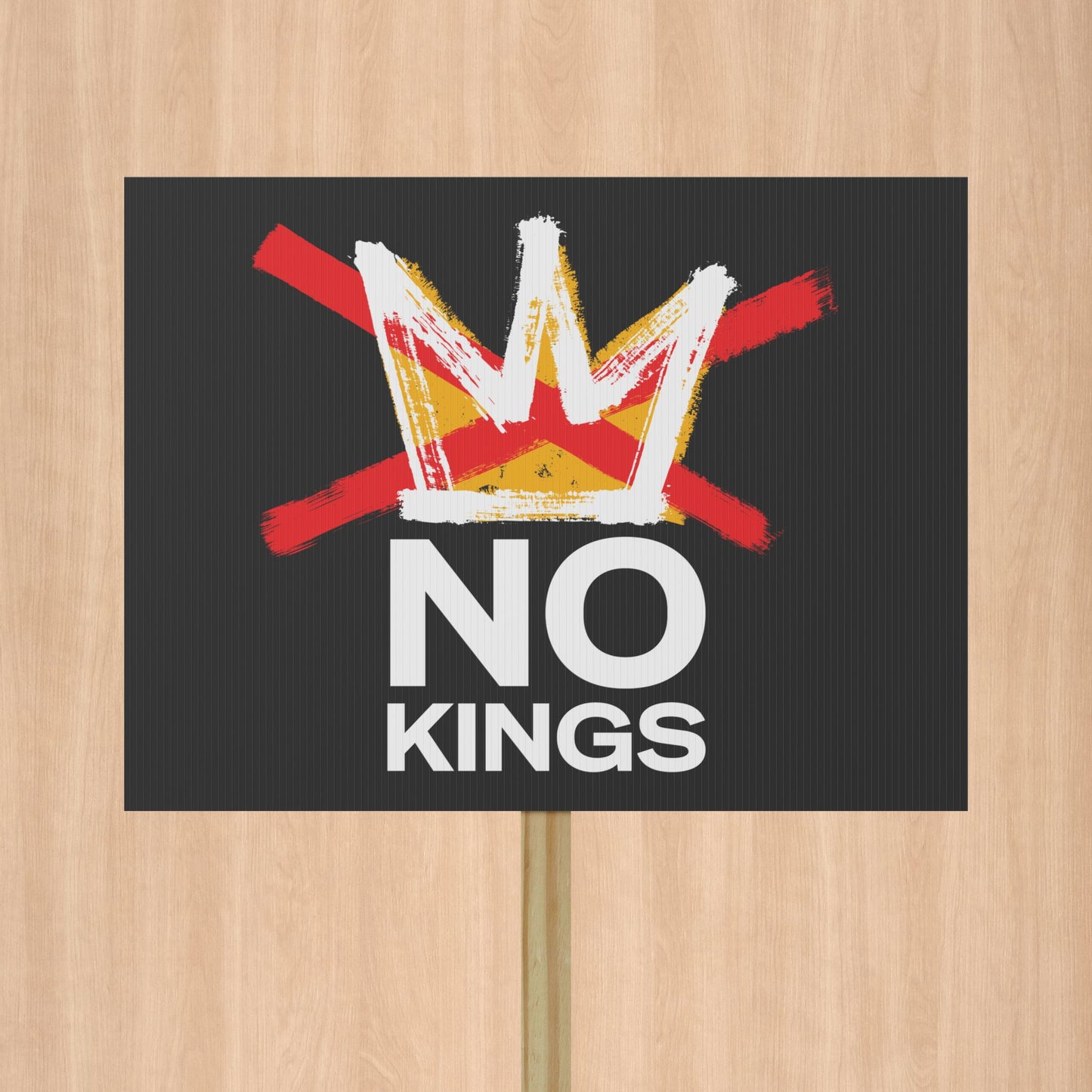 No Kings Black Protest Sign