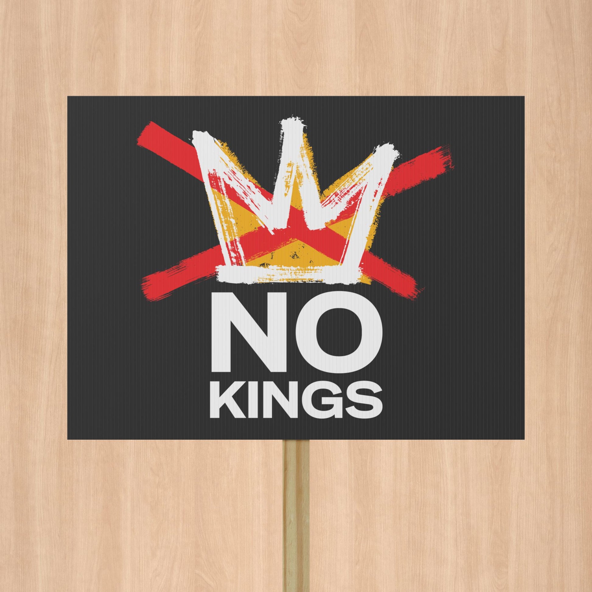 No Kings Black Protest Sign