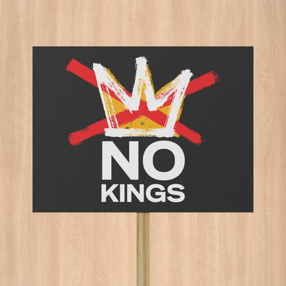 No Kings Black Protest Sign