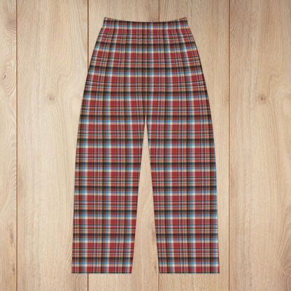 Rustic Red, Cream, Brown & Blue Plaid Women’s Pajama Pants
