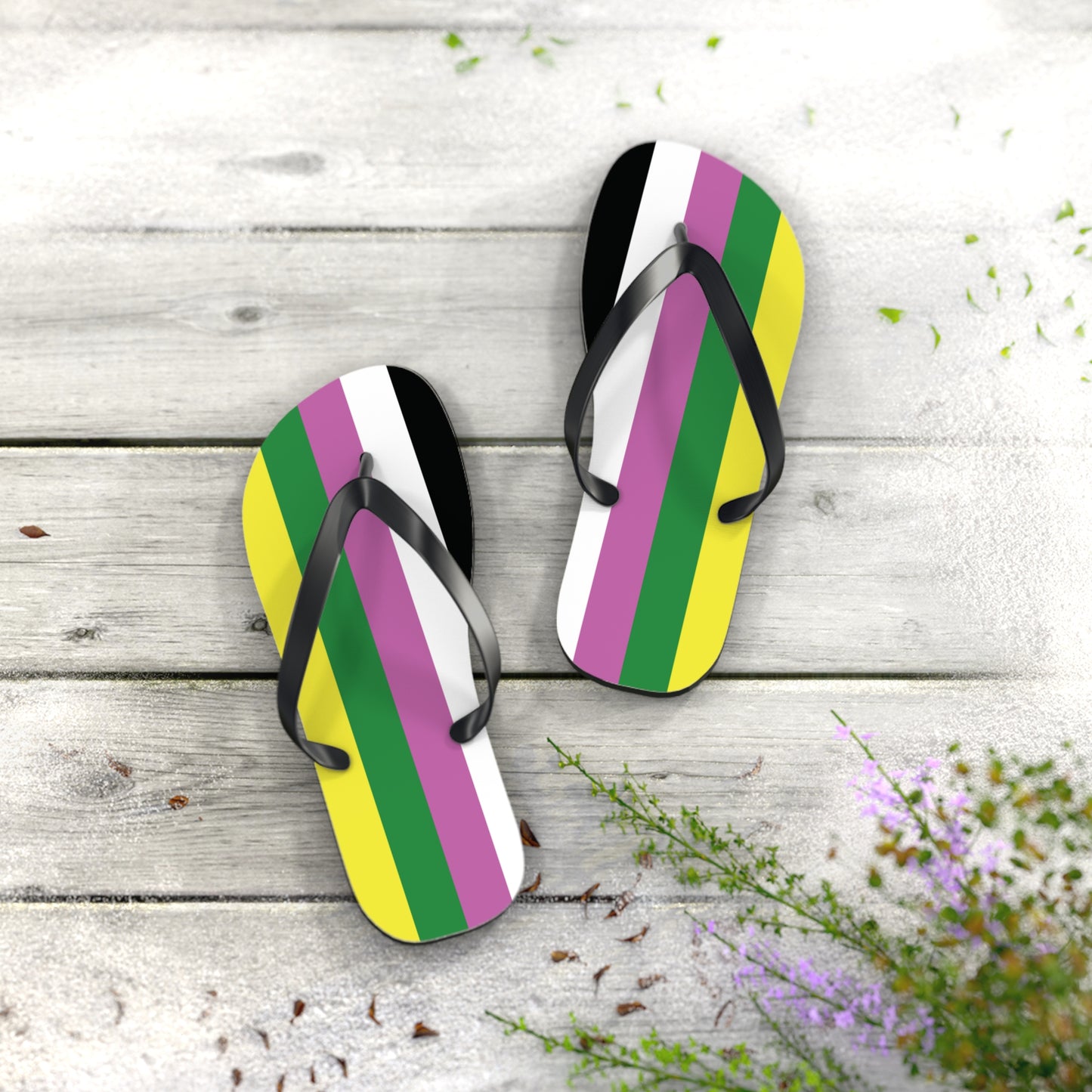 M Black sole Ceterosexual Pride Flip Flops
