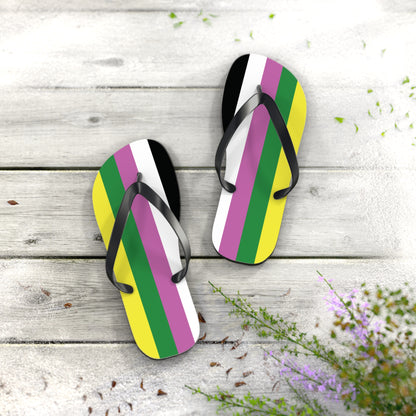 M Black sole Ceterosexual Pride Flip Flops