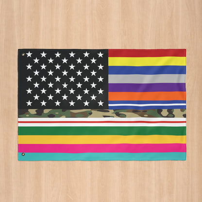 USA All Thin Lines American Flag with Grommets