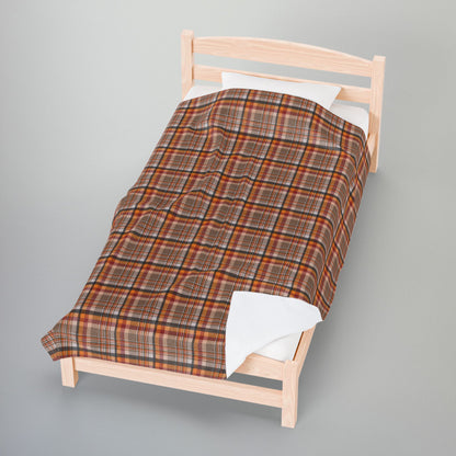 Brown, Red & Orange Ohio Plaid Velveteen Plush Blanket