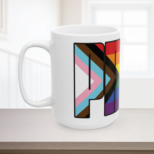 Rainbow Progress Pride 11oz or 15oz Black or White Ceramic Mug