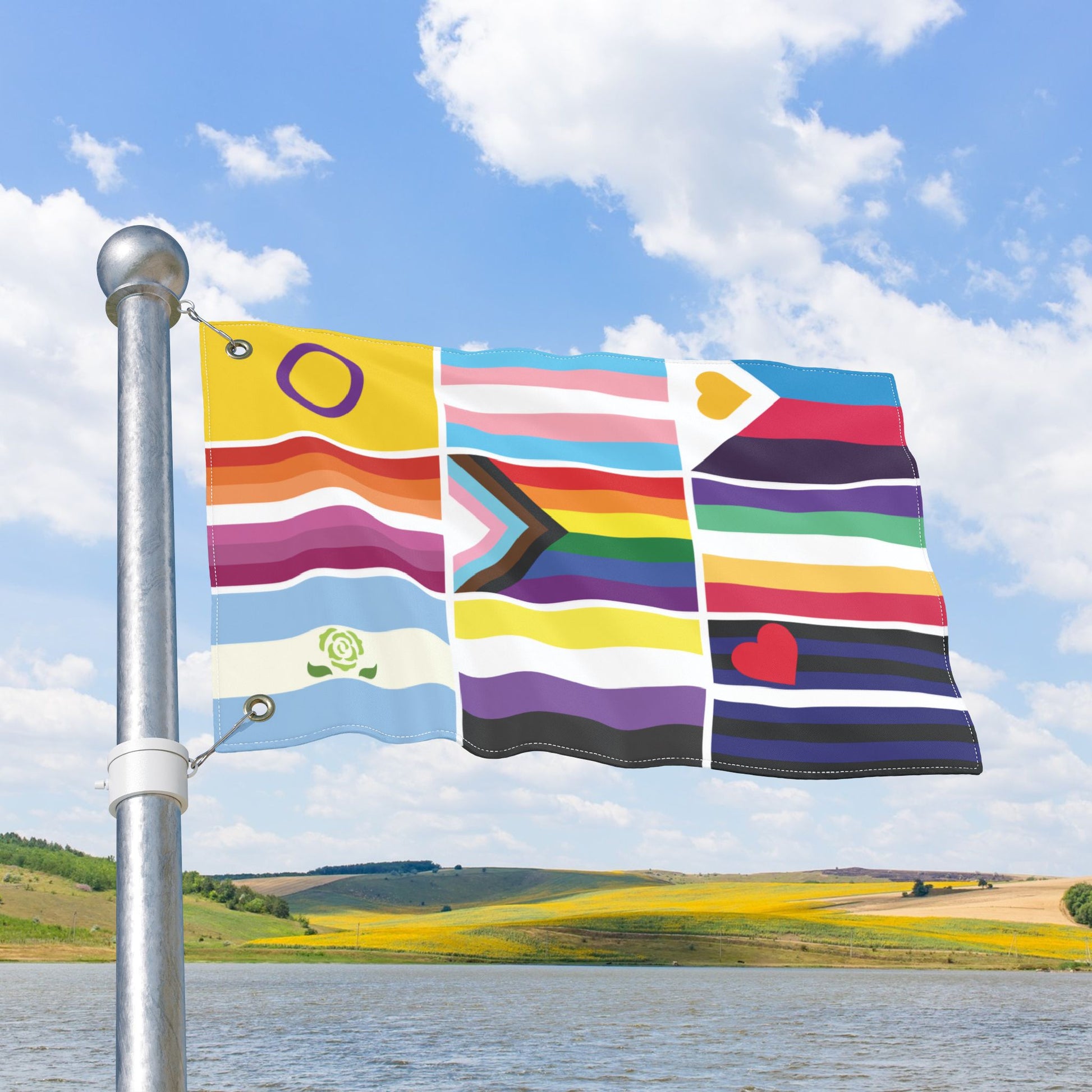 9 Pride Flag Collage with Grommets
