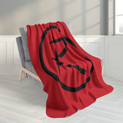 Rambler Black Logo Red Fleece Sherpa Blanket