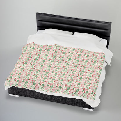 Christmas Pink Snowflake Velveteen Plush Blanket