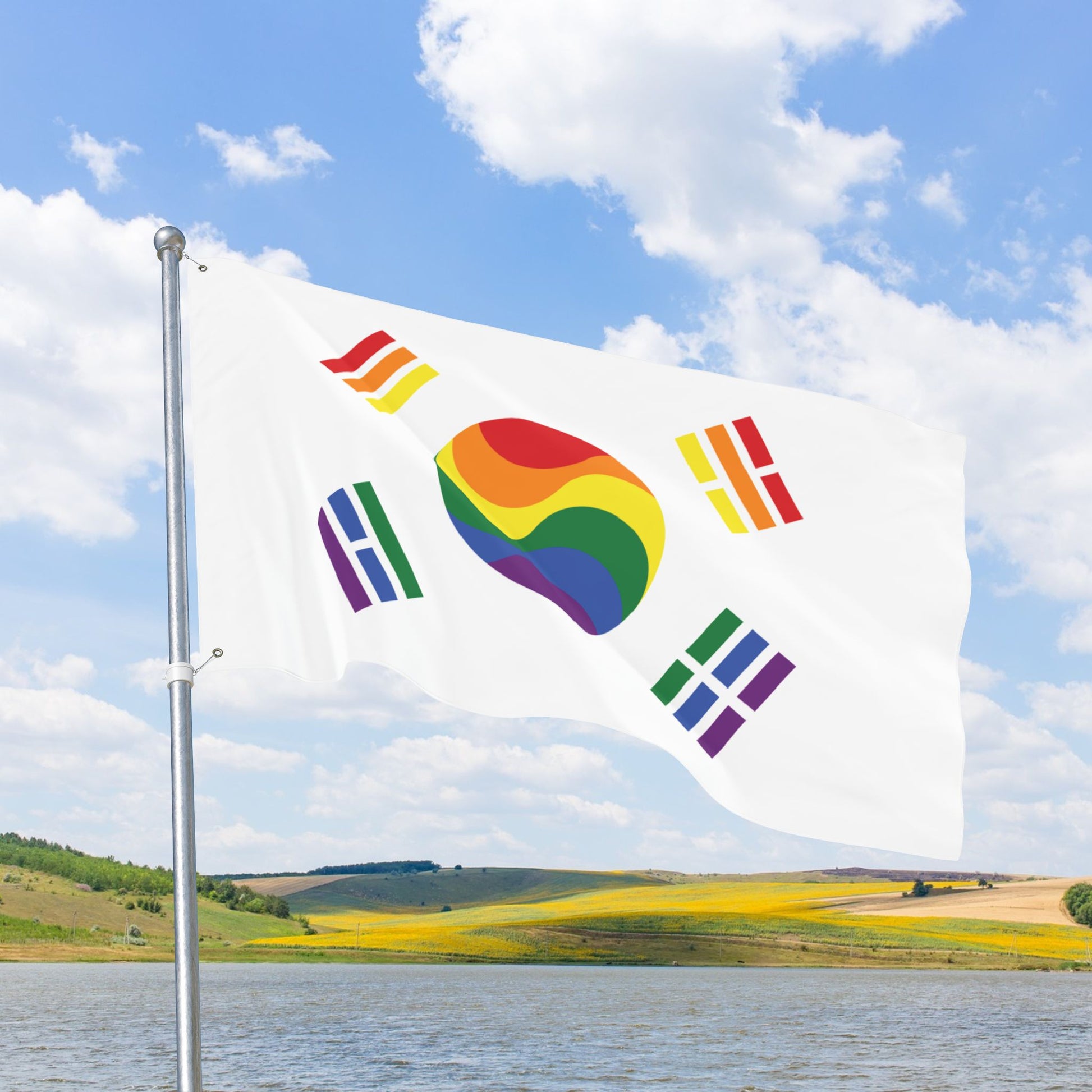 South Korea Rainbow Pride Flag with Grommets
