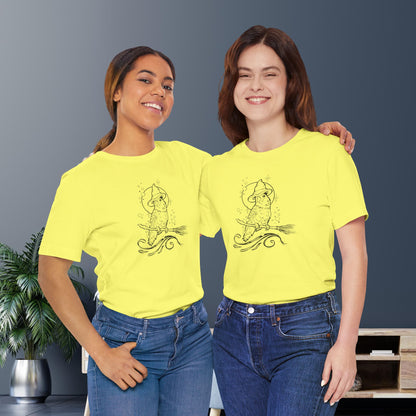 Lovebird Witch on a Broom, Line Art Tee