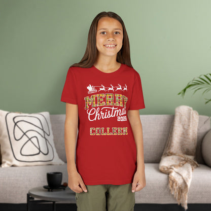 Red Custom Christmas Green & Gold Green Bay WI Plaid Kids Tee Youth Pajama Top