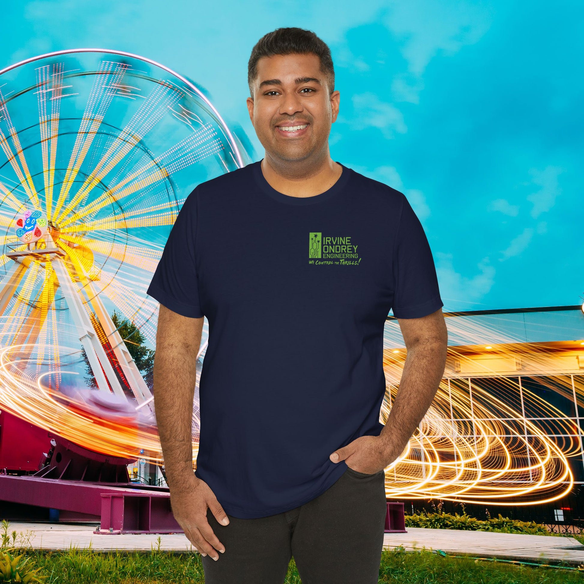 I Just Wanna Trick-or-Treat & Ride Roller Coasters Tee (BACK graphic) • Irvine Ondrey Engineering