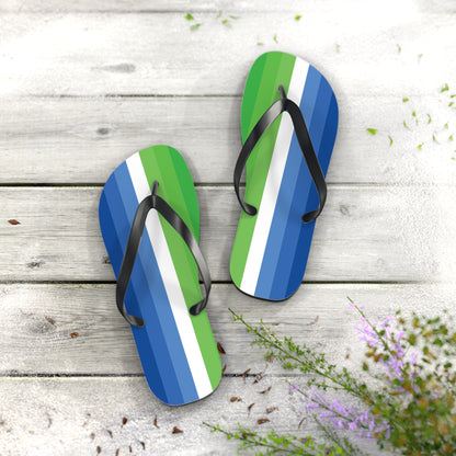 L Black sole Leafsexual Pride Flip Flops