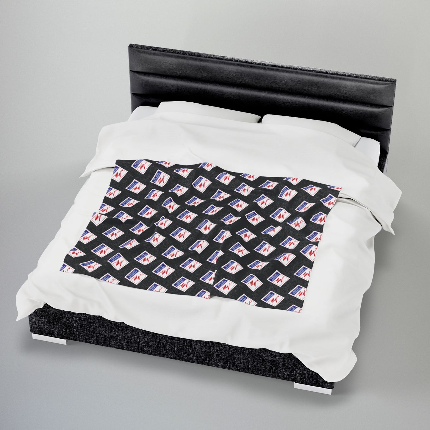 AMC American Motors Square Logo Black Velveteen Plush Blanket