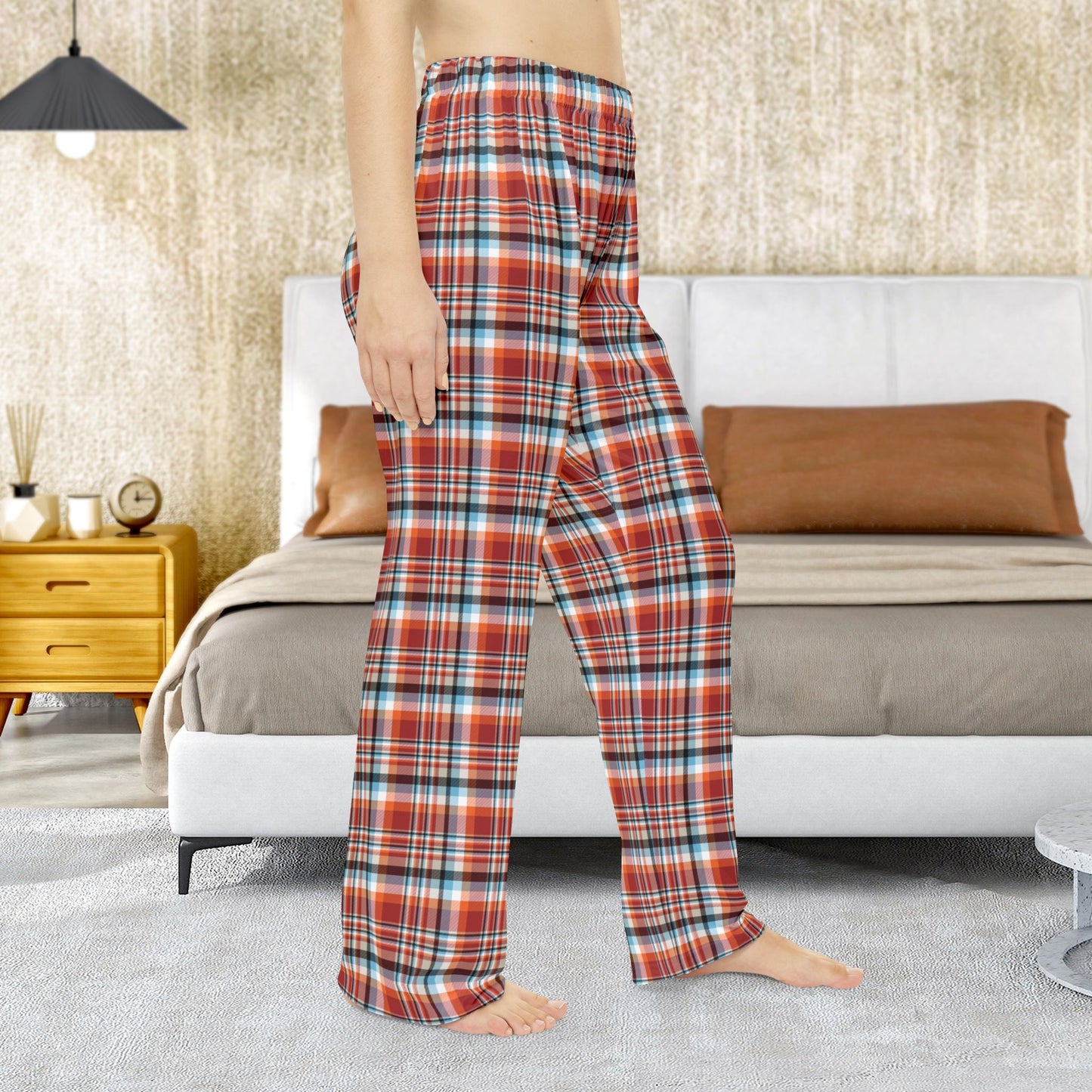 Women’s Red, Orange & Blue Sandusky OH Plaid Pajama Pants
