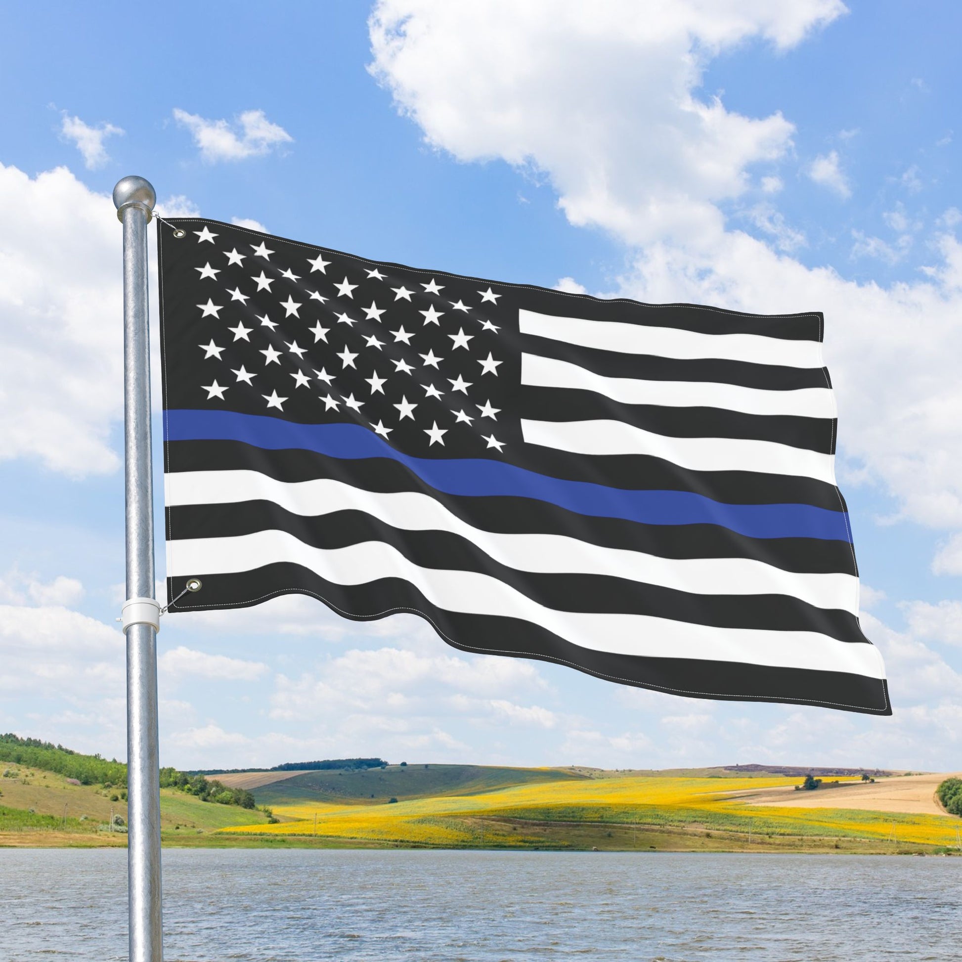 USA Thin Blue Line American Flag with Grommets
