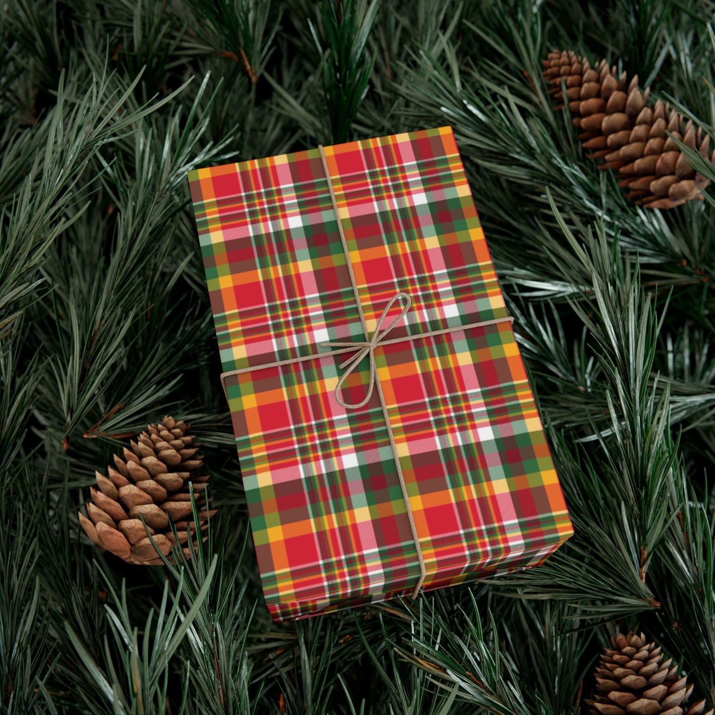 Christmas Red & Yellow Kansas City MO Plaid Gift Wrapping Paper Roll