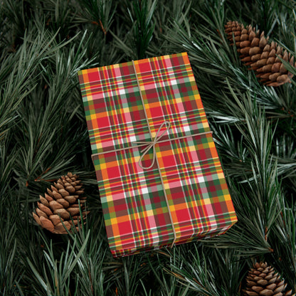 Christmas Red & Yellow Kansas City MO Plaid Gift Wrapping Paper Roll