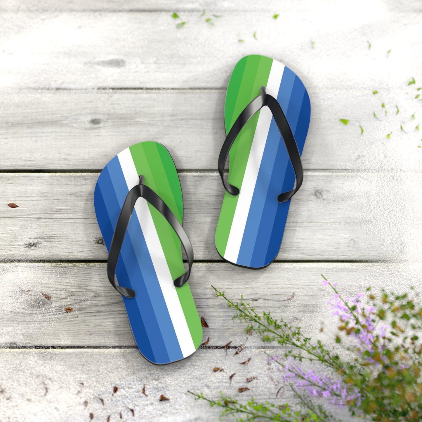 M Black sole Leafsexual Pride Flip Flops