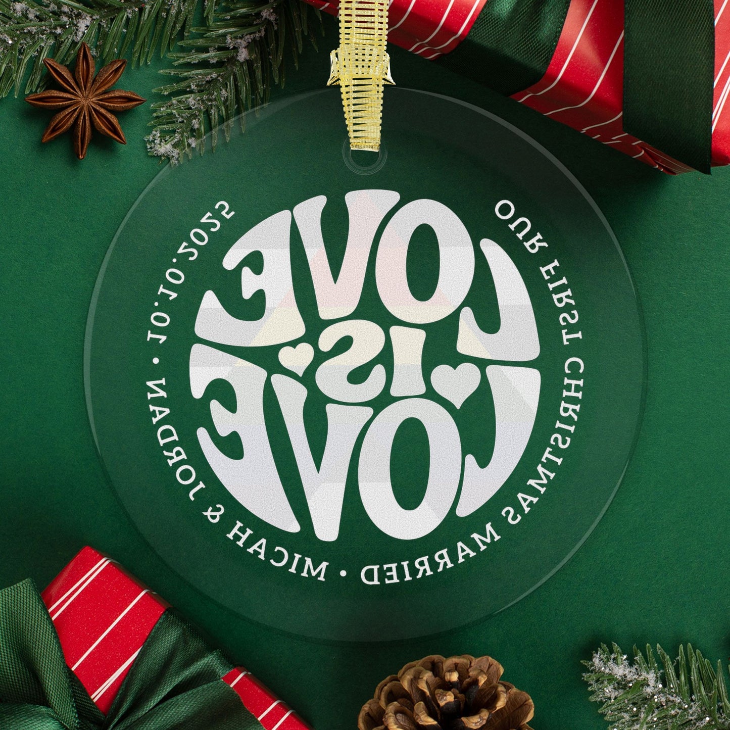 Custom Glass Love is Love Ally 3.5" Circle Ornaments