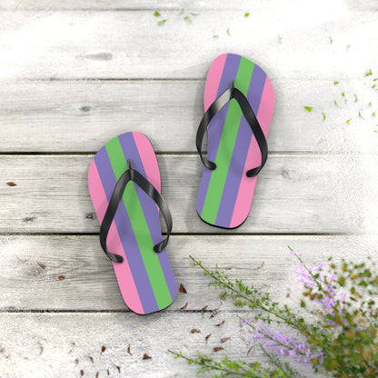S Black sole Trigender Pride Flip Flops