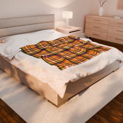 Halloween Colors Plaid Velveteen Plush Blanket