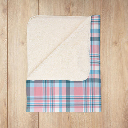 Transgender Pride Plaid Fleece Sherpa Blanket