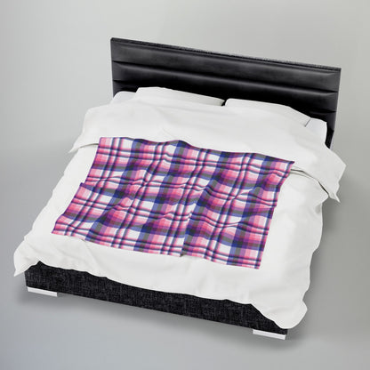 Genderfluid Pride Plaid Velveteen Plush Blanket