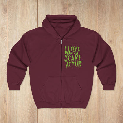 I Just Wanna Scare People & Ride Roller Coasters Zip Hoodie / I Love Being a Scare Actor • Irvine Ondrey Engineering