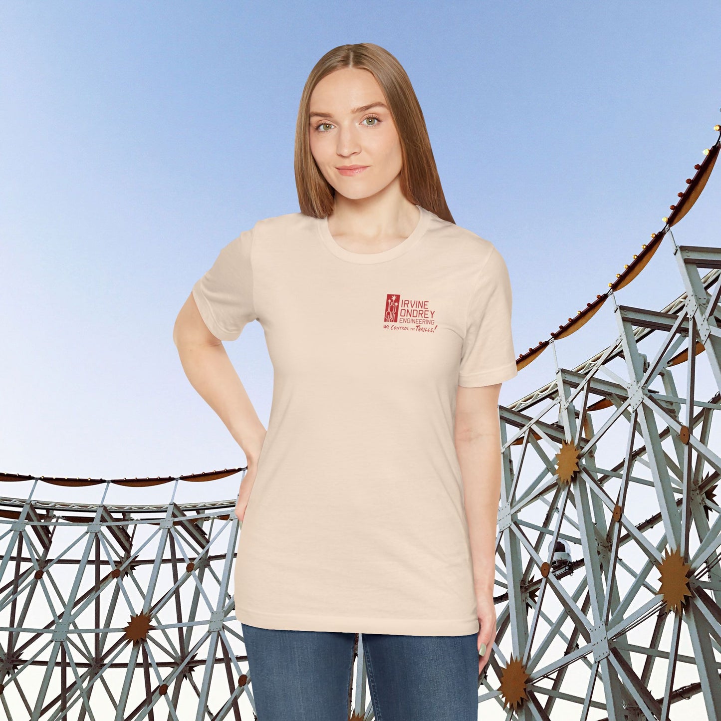 I Just Wanna Watch Horror Flicks & Ride Roller Coasters Tee (BACK graphic) • Irvine Ondrey Engineering