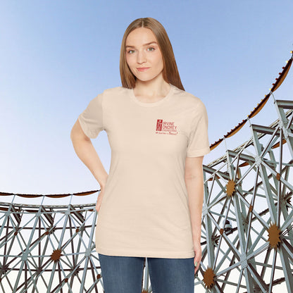 I Just Wanna Watch Horror Flicks & Ride Roller Coasters Tee (BACK graphic) • Irvine Ondrey Engineering