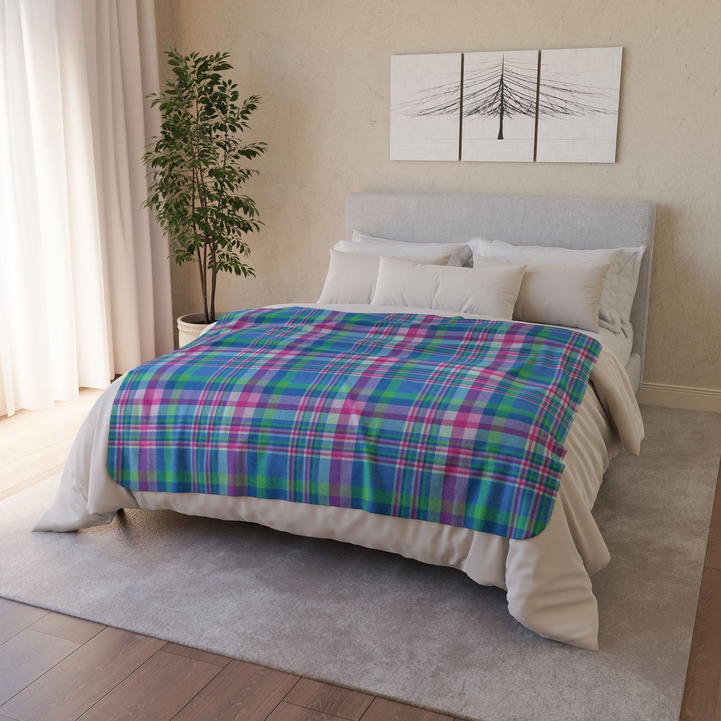 Polysexual Pride Plaid Fleece Sherpa Blanket