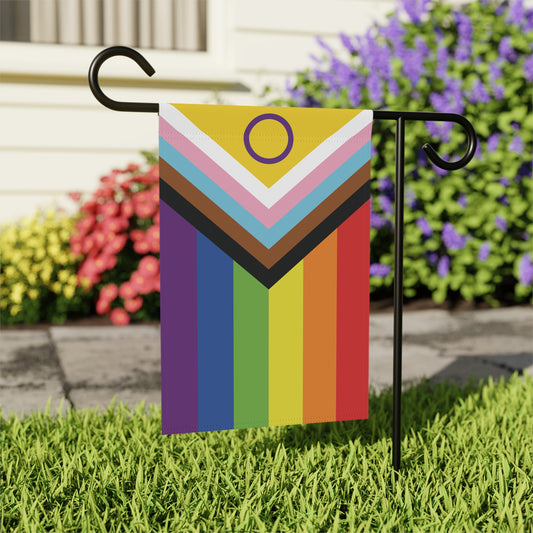 12'' × 18'' Intersex-Inclusive Rainbow Pride Garden Banner