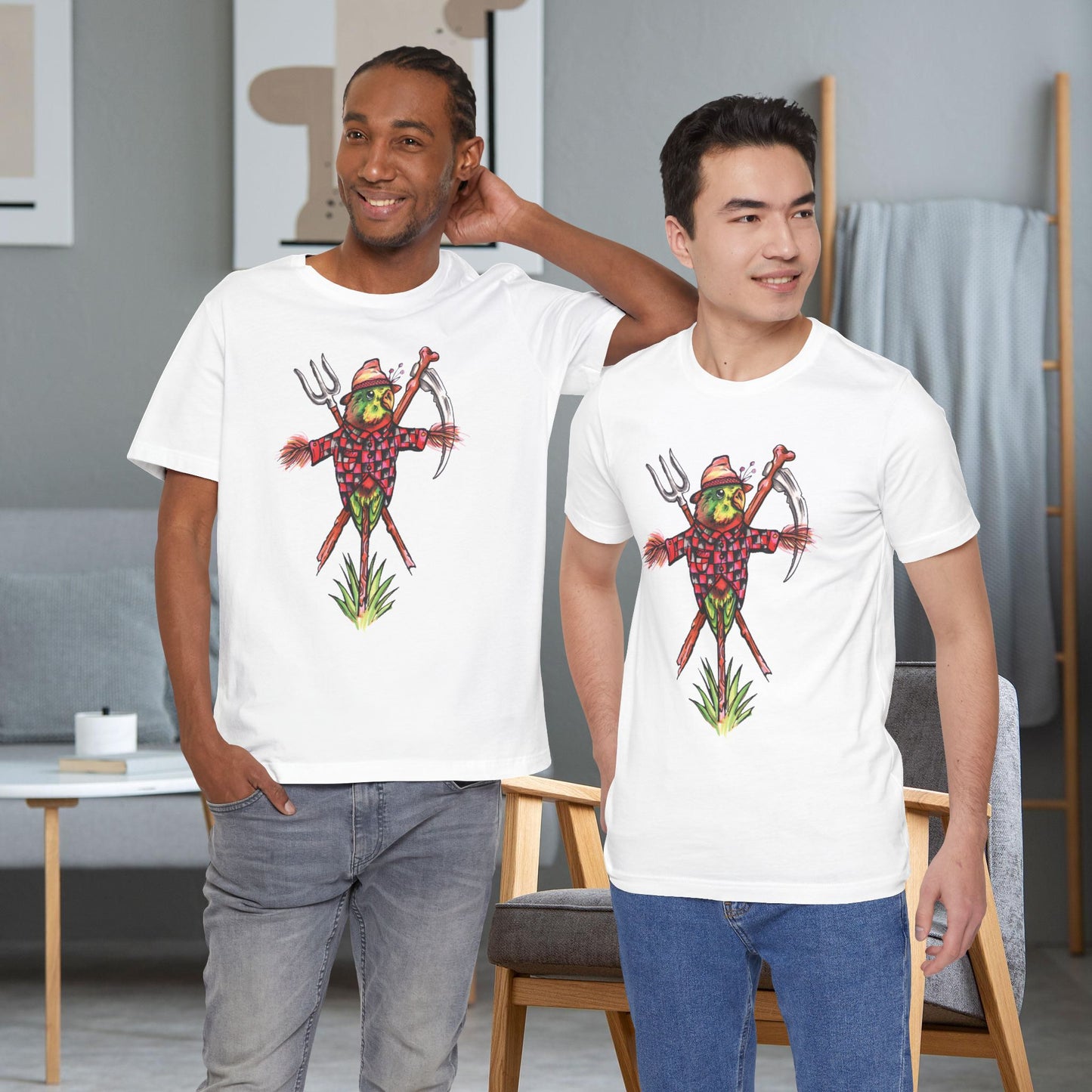 Scarecrow Lovebird, Hand-Drawn & Hand-Colored Tee