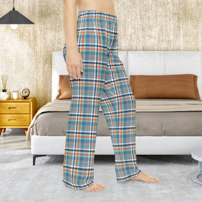 Women’s Light Blue & Orange Ohio Plaid Pajama Pants