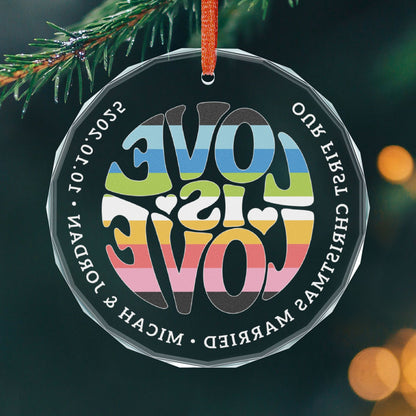 Custom Crystal Love is Love Queer Pride 3" Circle Ornament