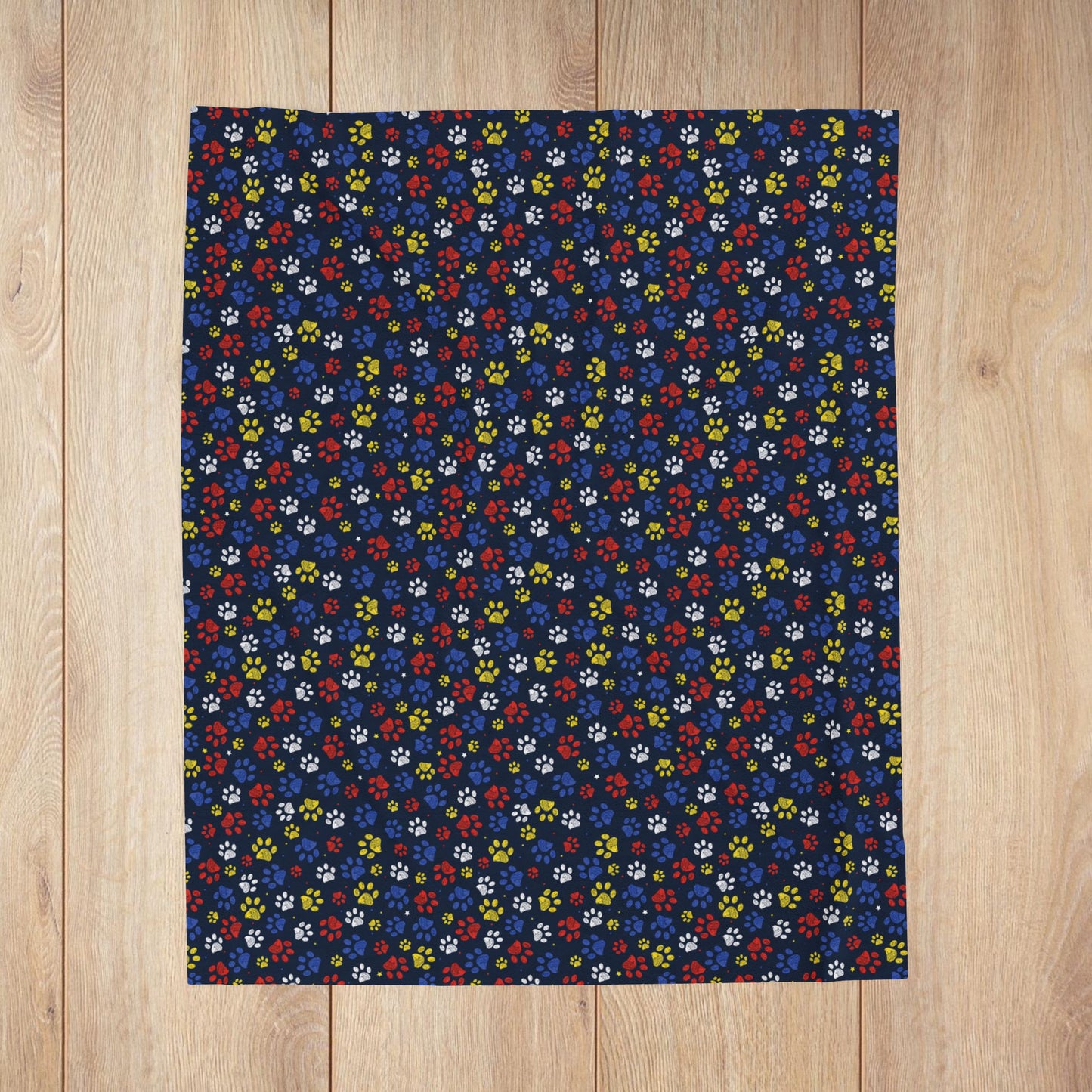 Red, Yellow & Blue Ohio Paw Prints Black Velveteen Plush Blanket