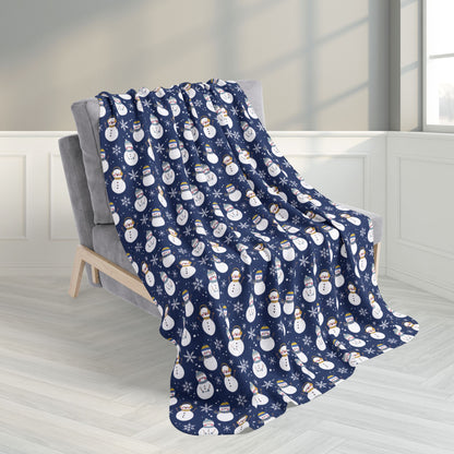50" × 60" Hanukkah Snowman Blue Fleece Sherpa Blanket