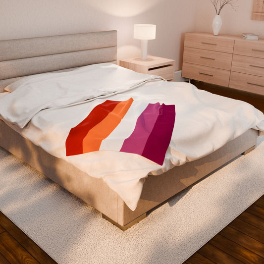 Velveteen Plush Lesbian Sunset Pride Flag Blanket